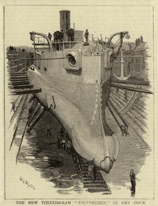 The New Torpedo-Ram Polyphemus in Dry Dock by William Lionel Wyllie